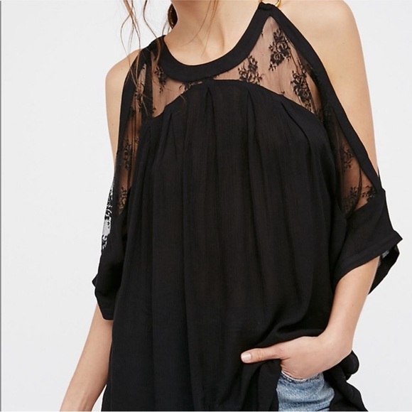 Free People Beachy and Peachy black cold shoulder tunic or cover up - Picture 14 of 14